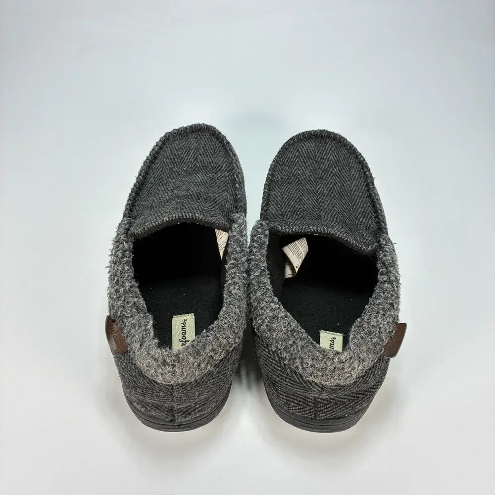 Dearfoams Brendan Gray Herringbone Indoor Outdoor Clog Slippers Men's Size 10